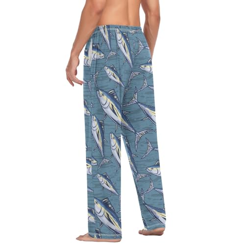 Men's Pajama Pants Super Soft Marine Tuna Fish Sleep Lounge Pants Pjs Bottoms with Pockets 6