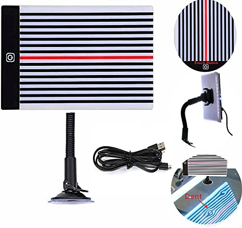 HIYITKS Paintless Dent Repair Tools Adjustable LED Strip Line Board Car Body Led Stripe Line Tool Find Dent Lighted Reflector 3 Different Brightness Control Dent Removal Fix Tool with Holder USB Line