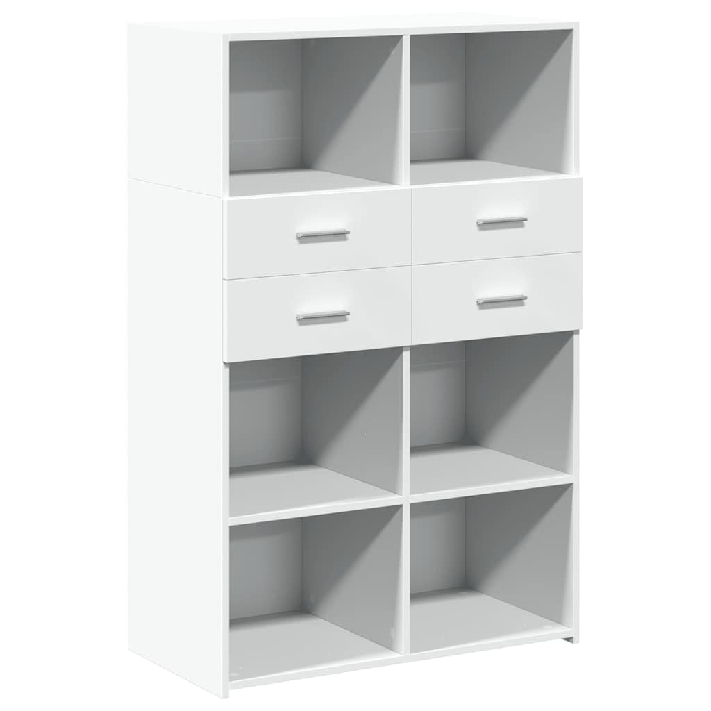 Highboard armario de madera blanco con cajones y compartimentos de 80 cm