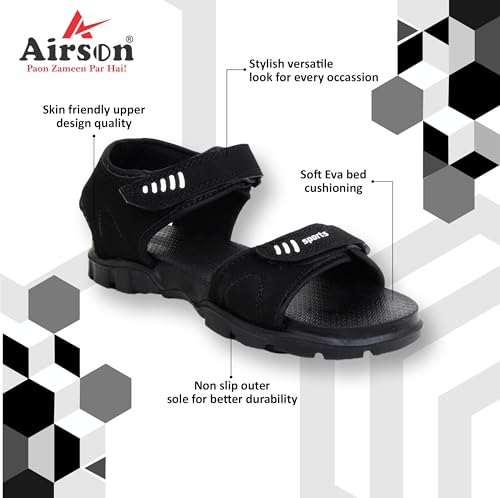 Image of AIRSON MAESTRO Sports Sandal for Men | Sandal for Running, Gym, Walking | Casual Sandal | Anti-Skid | Adjustable Double Velcro Strap | Lightweight & Comfortable | Indoor & Outdoor | for Gents and Boys