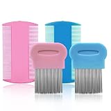 SKYPIA 4 Packs Pet Lice Combs Set for Dog Cat Puppy Tear Marks Pet Hair Remover Flea Tick Lice Dandr