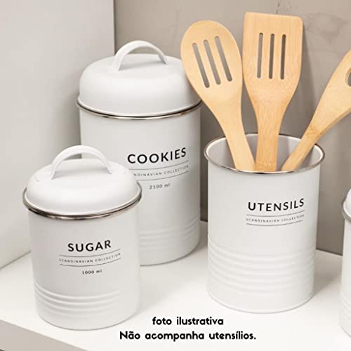 Lata Hermética para Biscoito de Metal Copenhag YOI 811500128 Branco 2,1L