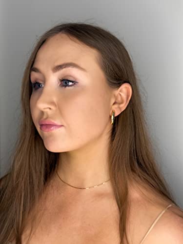 14K Gold Hoop Clip On Earrings For Women - Comfortable Chunky Fake No Piercing Clipon Earrings For Girls, Adjustable Huggie Stylish Simple Non Pierced Clip-On For Teens Gift #TOP4