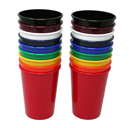 Rolling Sands 12Oz Reusable Plastic Kids Cups Assorted (Set Of 18, Made In Usa, No Bpa) Dishwasher Safe #TOP5