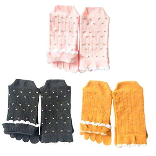 3 Pairs Mid-calf Toe Socks Toe Separated Cotton Socks Sports Cycling Socks No Show Crew Socks Cotton Toe Socks Childrens Socks Female Socks Christmas Socks Miss Four Seasons