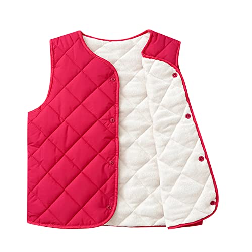 Bambino Bambini Bambini Bambino Inverno Cappotti Solidi Gilet Senza Maniche Giacca Capispalla Abiti Abbigliamento Storico Romanzo Rosa, rosa intenso, 5-6 Jahre