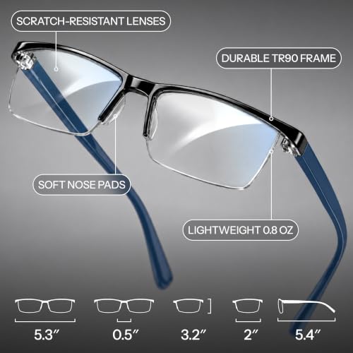 Image of Gaoye Executive Style Reading Glasses Men - Durable Readers with Blue Light Filtering- Comfortable Fit with TR90 Frames