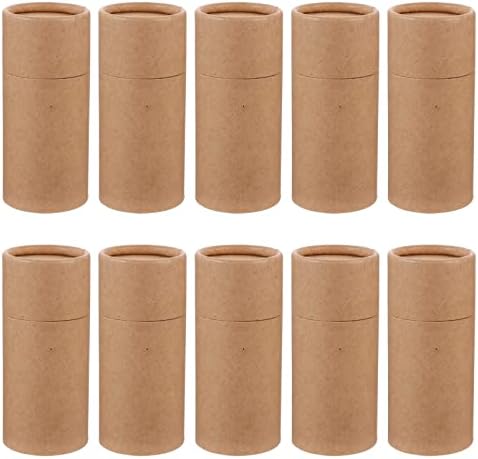 Healifty 10pcs Empty Kraft Paper Jar 50ml Cardboard Boxes Essential Oil Bottle Packaging Case Gift Tube Round Container for Pencils Tea Caddy Coffee Cosmetic Crafts, Light Yellow, 11.4x5.1x5.1cm