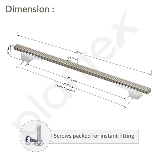 Image of Plantex Cabinet Handle /Kitchen Cabinet Door Handle /Wardrobe /288 mm Cupboard Handle /Door Pull-Push Handle for Home /Office - Pack of 2 (Satin White & Chrome)