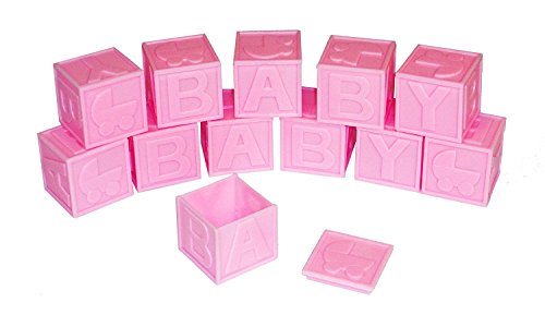 12 Piece Plastic Baby Blocks Package Pink 1.75 x 1.75 Candy Cup - Open Tops