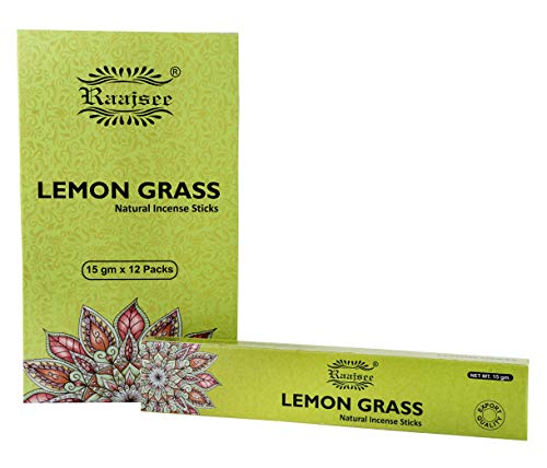 Raajsee Lemongrass Incense Sticks (180 Gm), 100% Pure Organic Natural Hand Rolled Free From Chemicals - Perfect For Aromatherapy, Cleansing, Meditation, And Church (Pack Of 12) #TOP7