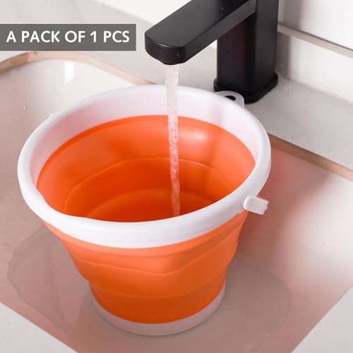 Klappbarer Eimer Klappbarer Wanne -3L tragbarer Kleiner Eimer für Camping, Strand, Autowäsche & Outdoor-Verwendung, Platzeinsparung & Leichtgewicht (Orange)