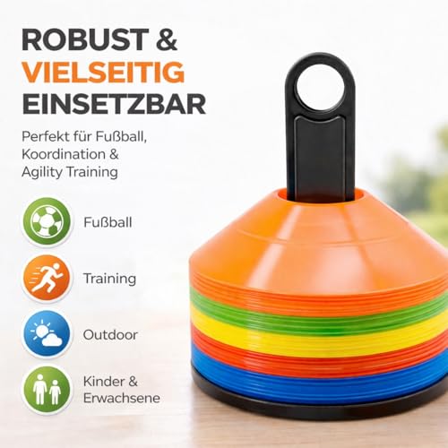 20x Markierungshütchen farbig, Zubehör für Fußball & Slalomtraining - Trainingszubehör Outdoor