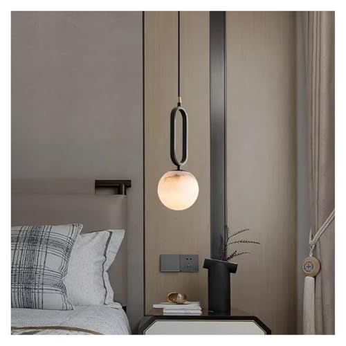 Lustre LED Anneau Boule en marbre suspendu moderne pour salon et îlot