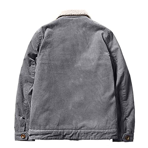 Mens Winter Jacket, Jackets For Men Jacket Large Raincoat Corduroy Men's Cotton Coat Stand Collar Casual Jacket Top Warm Coat Denim Jacket Tall Jackets Casual Big And Plaid Coats (6Xl, Gray) #TOP1