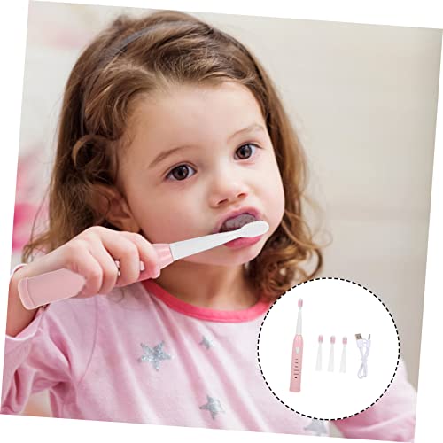 Hoement Elektrische Zahnbürste Für Kinder Automatische Zahnbürste Mit Ersatzkopf Usb Wiederaufladbar Soft Borsten in Pink Für Jungen Und Mädchen – Bild 3