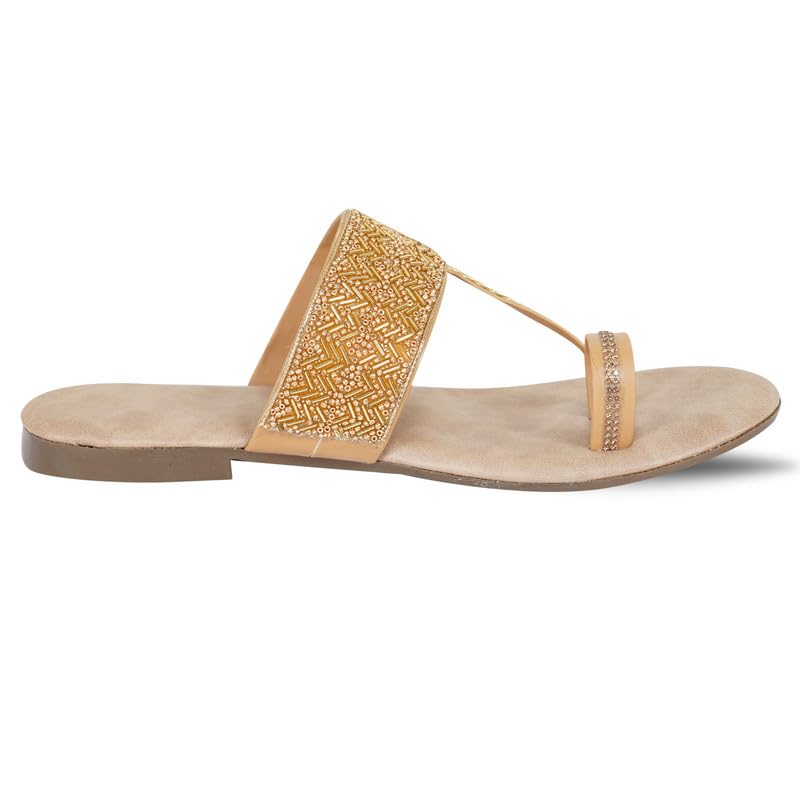 Image of DFR Flip Flops for Women Daily Use Comfortable Ethnic Embroidered Girls Slippers flipflops chappals
