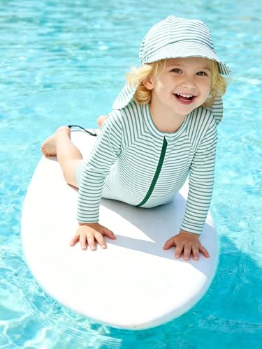 image for AlisOker UPF 50+ Baby Toddler Boy One Piece Swimsuit with Sun Hat Long