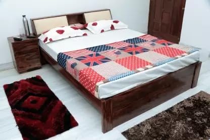 Image of Solid Wood King Bed (Finish Color - Walnut, Delivery Condition - DIY(Do-It-Yourself))