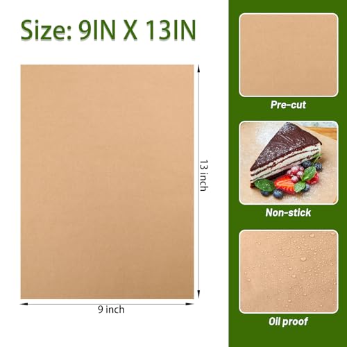 Image of WMKGG 150 PCS 9x13 Inch Parchment Paper Sheets,Precut Baking Parchment | Non-Stick,for Baking Grilling Air Fryer Steaming Bread Cakes Cookies and More(Unbleached)