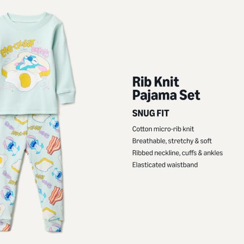 Amazon Essentials Disney Toddler Girls' Cotton Snug Fit Pajama Set (Previously Spotted Zebra), Stitch Breakfast, 4T - image 2