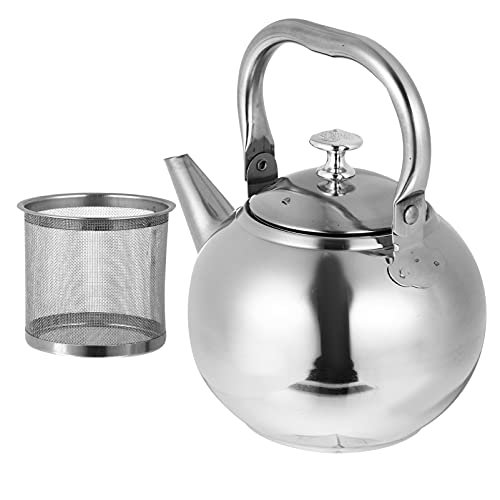 Tetera de acero inoxidable de 2, 5 l, tetera para placa encimera, tetera de café, tetera de fondo plano, calentador, tetera para placa encimera, hervir agua y café