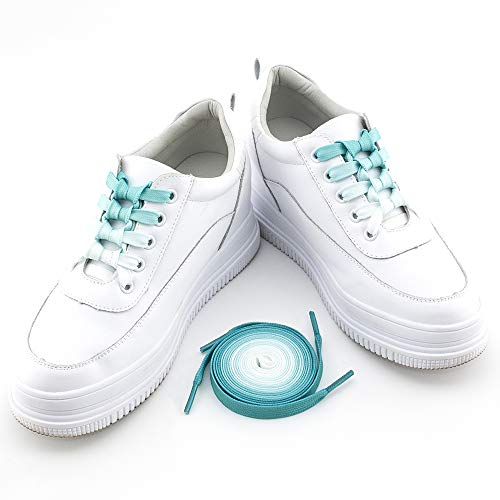 [RJ-Sport] 靴紐グラデーション色靴ひも シューレースコットン平型くつひも, 緩みにくい靴紐 120cm 男女兼用 [1足分] (グラデーショングリーン)