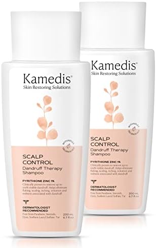 KAMEDIS Dandruff Therapy Shampoo - Prevents & Soothes Itchy, Flaky, and Red Scalp, Paraben-Free, Dye-Free, SLS Free, Clinically Proven, Made in USA, 6.7 Fluid Ounce - 2 PACK