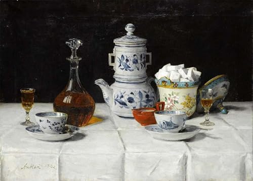 Impression sur toile Nature morte au café Albert de 60x90cm de haute qualité