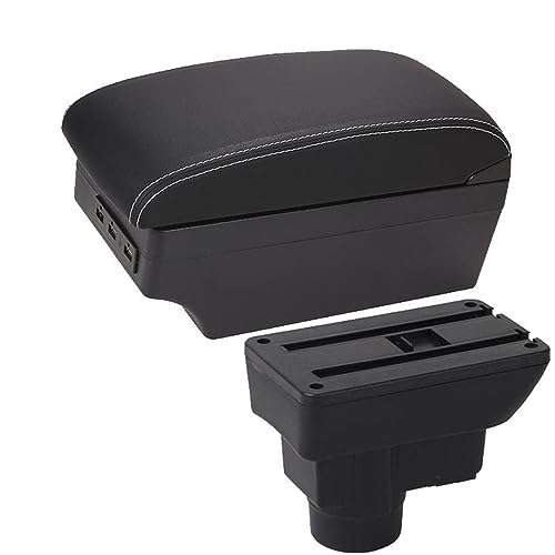 Accoudoir Opel Corsa D avec boîte de rangement centrale et 7 ports USB noir fil blanc