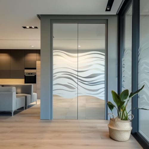 Vinilo esmerilado decorativo con diseño de ondas 100 cm miniatura 3