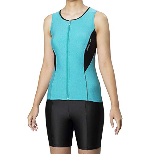 arena 水着 セパレーツ 大きめカラースナップ付き 差し込みフィットパッド LAR-9241W Mグリン×ブラック×ブラック×ブラック×モクK S