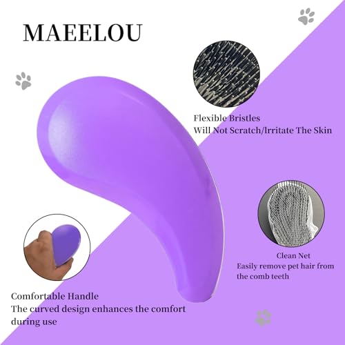 Image of Cat Brush for Shedding - Perfect Grooming Tool for Long-Haired Cats | Deshedding & Hair Remover for Indoor Pets (Purple)