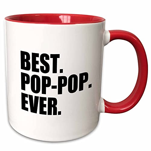 3dRose Best Pop-pop Ever - Grandad Grandpa nicknames 15oz Two-Tone Red Mug