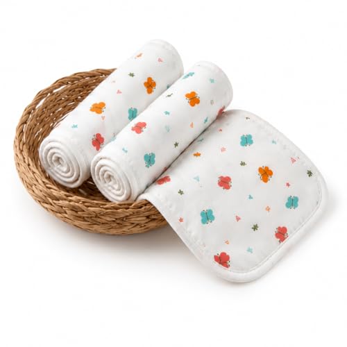 Image of HANUSH 6-Layer Pure Muslin Cotton Baby Burp Towels (50x25cm) Ultra Soft & Absorbent Shoulder Burp Cloths for Newborn Babies & Toddlers, Smooth Finished Edges (Premium Muslin Baby Burp Towel)
