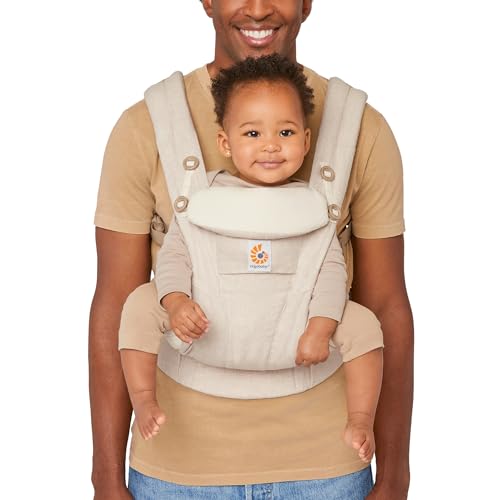 Image of Ergobaby Omni Dream All Carry Positions SoftTouch Cotton Baby Carrier with Enhanced Lumbar Support (7-45 Lb), Natural Linen