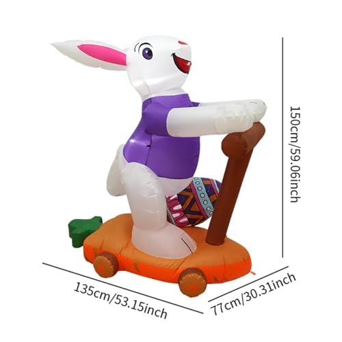 Lapin gonflable de Pâques étanche en PVC robuste de 1,5 M pour extérieur