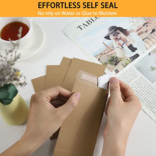 100 Pack Cash Envelopes Self Adhesive 6.7X3.5 Inch, Fit For Envelope Money Saving Challenge, Kraft Paper 120 Gsm Thick Money Envelopes For Cash, Budgeting, Cash Tips, Check, Coin & Tickets #TOP3