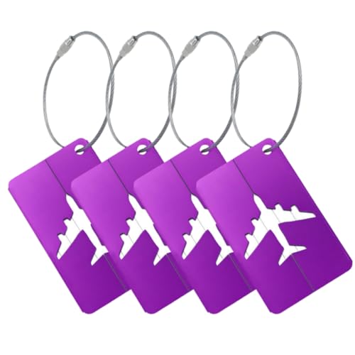 Kit 4 Tags Etiqueta Marcador Mala Bagagem Seguro (Roxa)