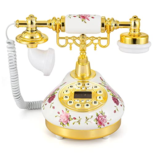 Retro-Vintage-Antique-Telephone-Old-Fashioned-with-Push-Button-dial-LCD-Display-Classic-Decoration-Suitable-for-Home-Office-Luxury-Home-Star-Hotel-Art-Gallery