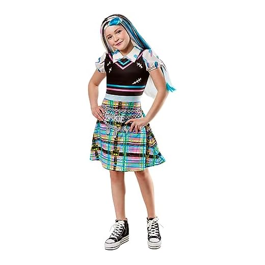 Rubies Frankie Stien Classic Kostüm für Mädchen, Größe S, Kleid und Clip, offizielles Monster High Kostüm für Karneval, Weihnachten, Geburtstag, Party und Halloween