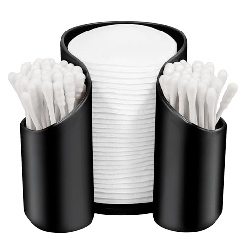 ReignSword Wattepadspender aus Kunststoff, Tupfer Halter für Badezimmer, Wattepad QTips-Halter, Aufbewahrungs-Organizer für Pappbecher und Zahnseidespender (schwarz)
