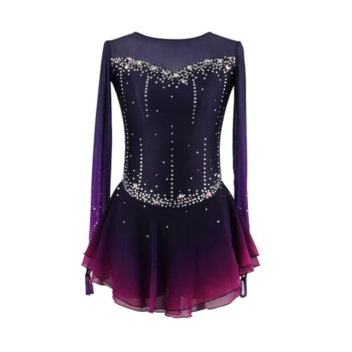Vestido Feminino Gradiente Para Patinação No Gelo, Adulto, Mangas Compridas, Performance De Competiç