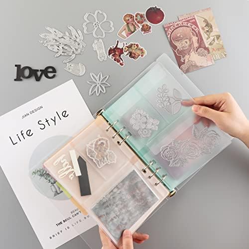OTCRAFT A5 6 Ring Binder Cover Clean Transparent Soft PVC for Refillable Notebook Shell withMatte surfaceforStamp & Die Storage