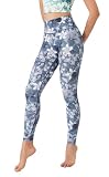 [ASHLEY FIT] ヨガパンツ レディース レギンス ヨガウェア 吸汗速乾 ストレッチ 9分丈 ハイウエスト スポーツタイツ ホットヨガ ピラティス トレーニング 花柄パンツ (10#) YS384,L