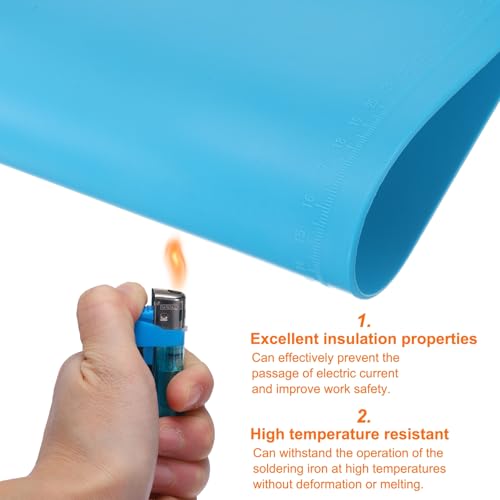 HARFINGTON Soldering Mat 17.7"x11.8" Silicone Magnetic Soldering Repair Mat Heat Resistant Electronics Work Mat for BGA Soldering Gun Workbench CellPhone Computer Electronics Repair, Blue by HARFINGTON - Image 4