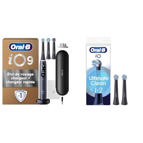 Brosse à dents électrique Oral-B iO 9 rechargeable avec 2 brossettes de rechange et 7 modes