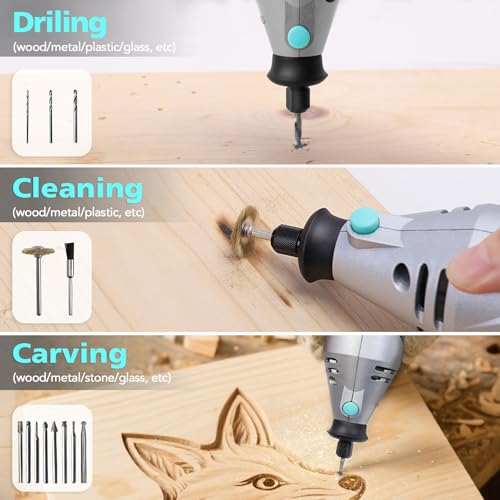 BLUEMARS 170W Rotary Tool Kit with 195PCS Accessories, Variable Speed 8000-35000RPM, Multifunction Tool for Grinding, Cutting, Sanding, Engraving, and Drilling, Ideal for Crafts and DIY Projects - Image 7