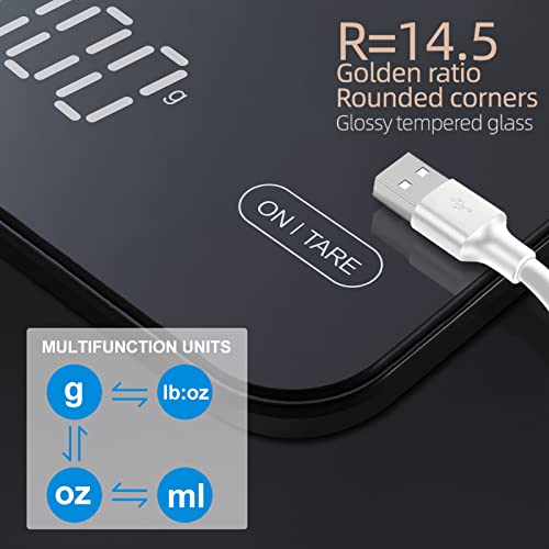 Eravsow Usb Rechargeable Food Scale,22Lb/10Kg Digital Kitchen Scale For Cooking And Baking,1G Accuracy And Back-Lit Led Display. #TOP2