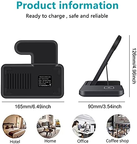 Wireless Charger, VNBBT Fast Wireless Charging Stand Dock 3 In 1 Foldable Charge Station Compatible with iPhone 14/13/12/11/Pro/Pro Max/XS/Xr/8 Plus, AirPods Pro/3/2, Apple Watch 8/7/6/5/4/3/2/SE